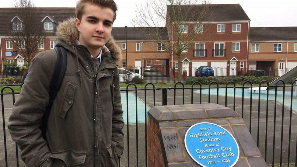 George Baker on the site of Coventry City's old ground, Highfield Road