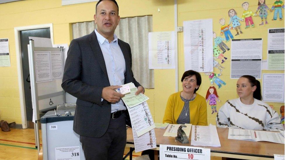 Taoiseach (Irish Prime Minister) Leo Varadkar cast his votes in Dublin