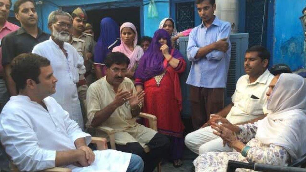 Congress VP Rahul Gandhi in Dadri meeting Mohammad Akhlaq's family