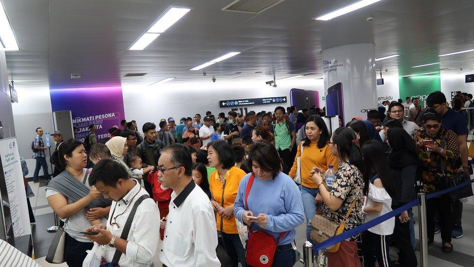 Passengers on the Jakarta MRT