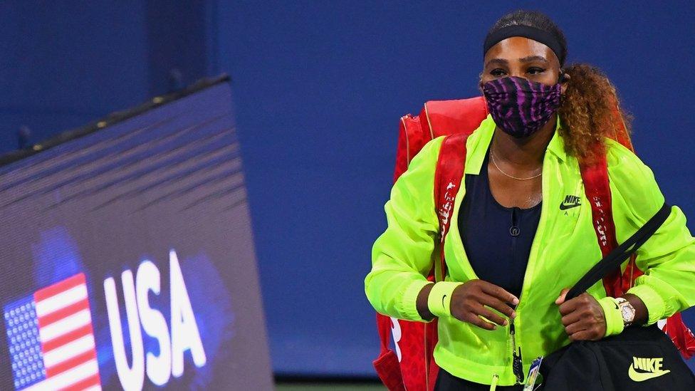 Serena Williams walks out to play at the Billie Jean King Tennis Centre