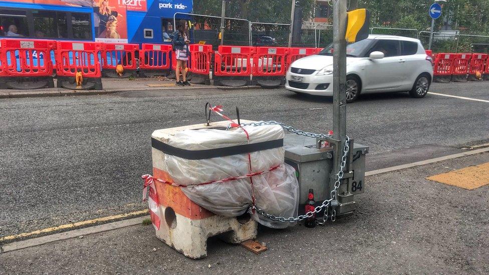 The concrete block on the busy Redcliffe Way in Bristol city centre