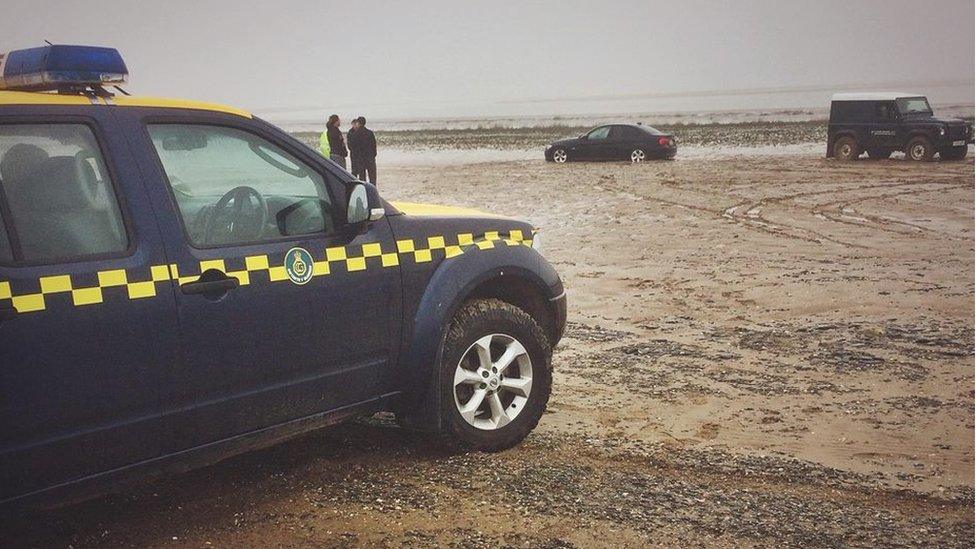 Coastguards on Ynyslas beach