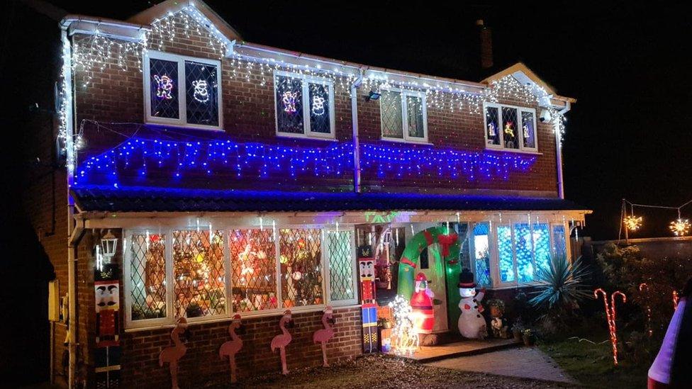 Christmas 2020 lights on house in Corby