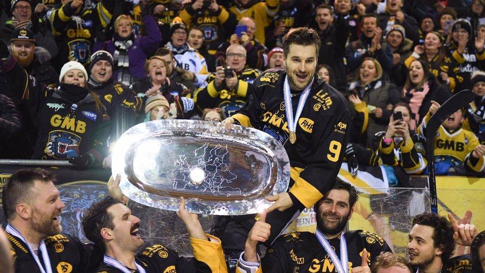 This is a photo of Alex Nikiforuk the Nottingham panthers forward hockey player.