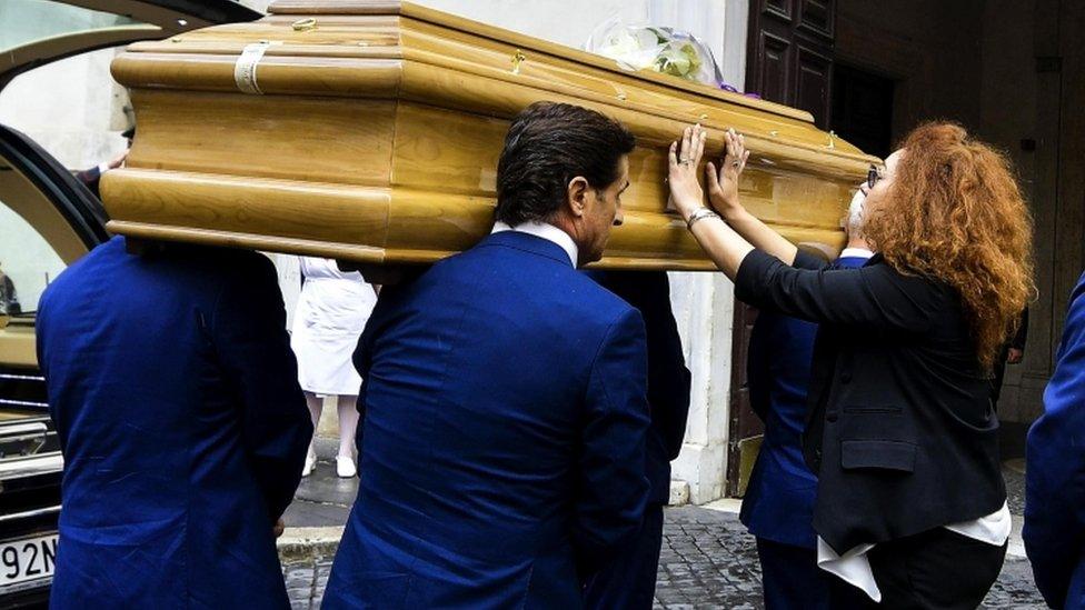 Mario Cerciello Rega coffin arrives at a church in Rome