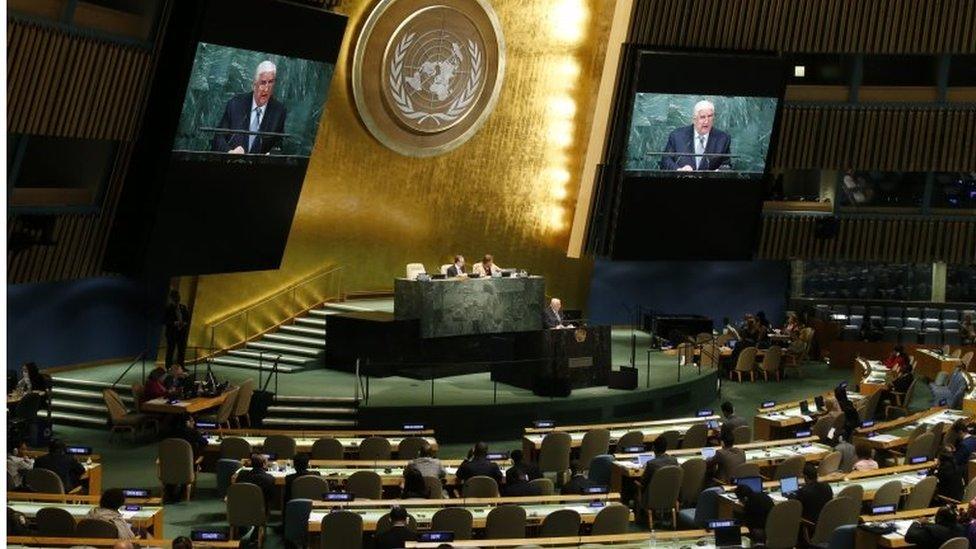 Syria's Foreign Minister Walid al-Moallem addresses the 71st session of the United Nations General Assembly at UN headquarters, on 24 September 2016.