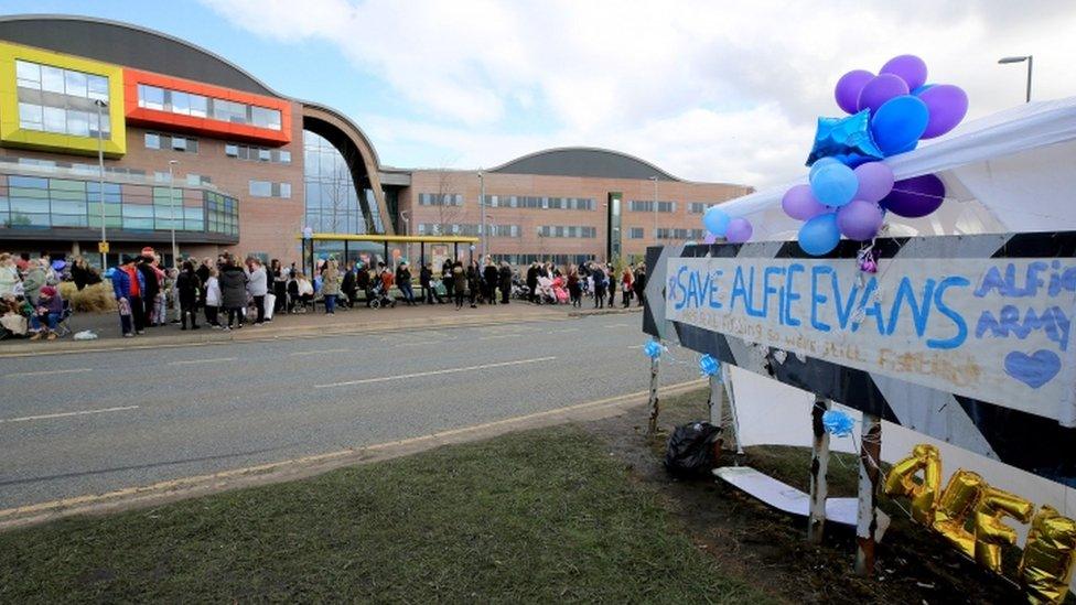 Protesters outside Alder Hey