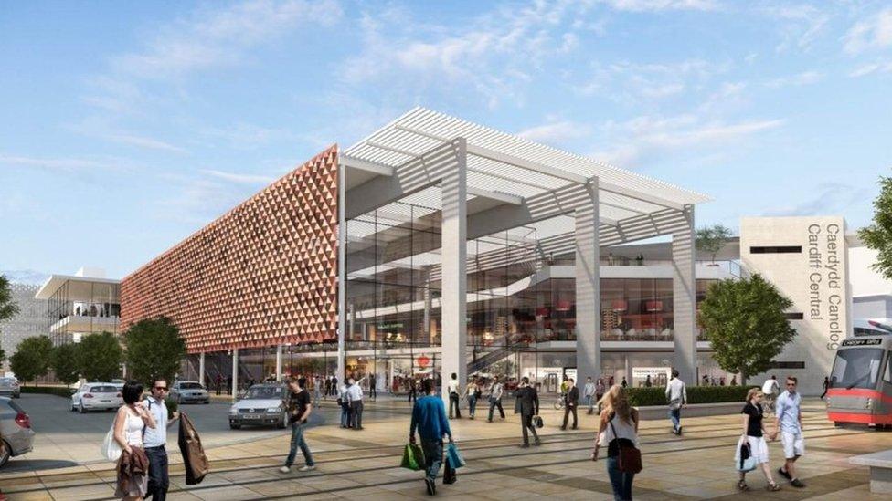 Artist impressions of the south side of Cardiff Central Station