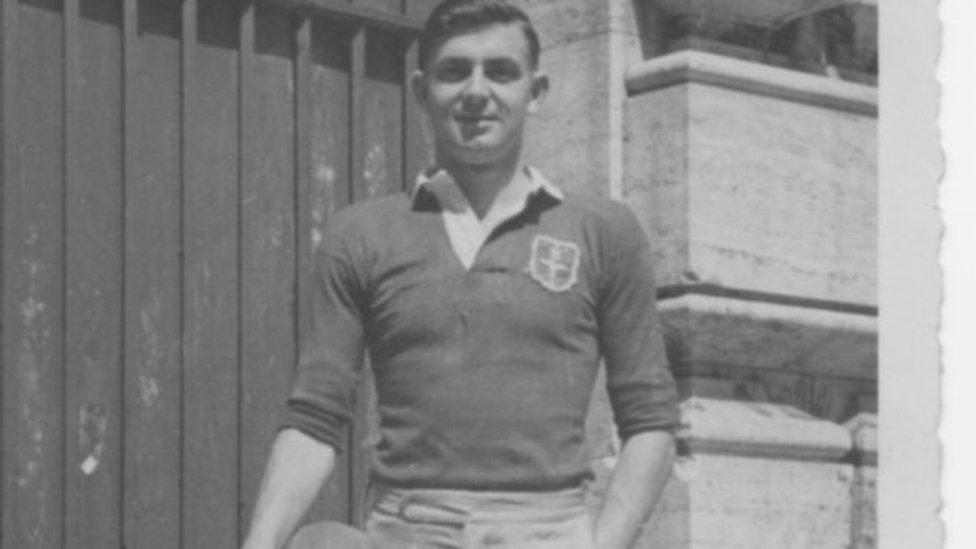 Bill playing for Combined Services XV in Italy in 1946.