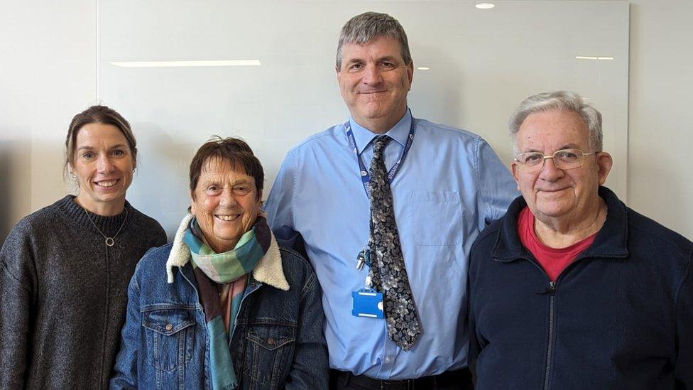 Richard Hanscombe (far right) with wife, Paulette, daughter, Helen and Prof Simon Gay