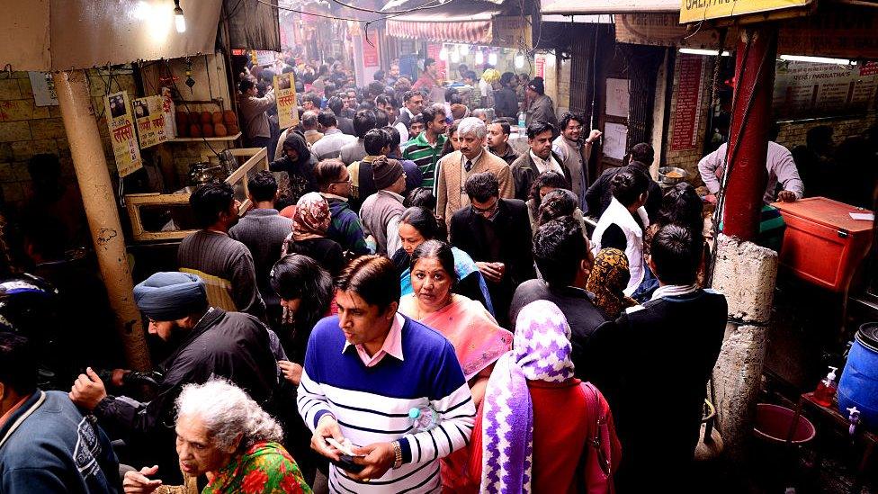 The famous Paranthe wali gali (bylane of fried bread) in Chandni Chowk, on August 20, 2014 in New Delhi, India.