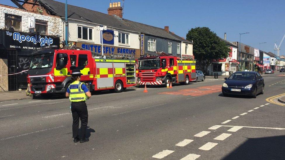 Fire crews on City Road