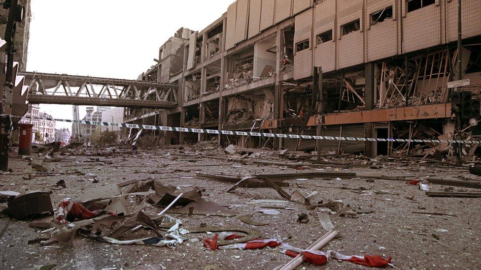 Aftermath of IRA bombing of Manchester on 15 June 1996