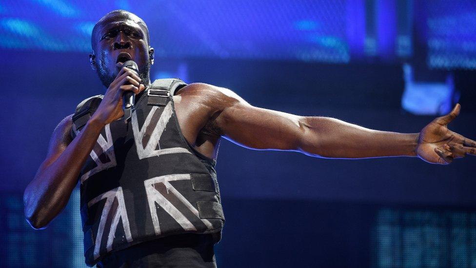 Stormzy performing at Glastonbury