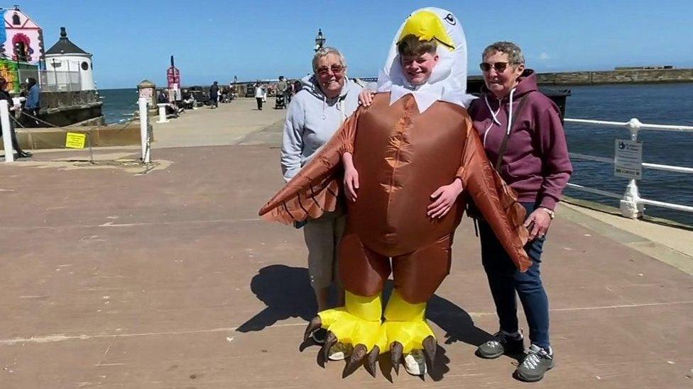 Cory dressed as an eagle.