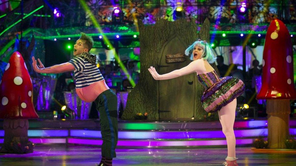 Ashley Roberts and Pasha Kovalev doing a troll-inspired dance