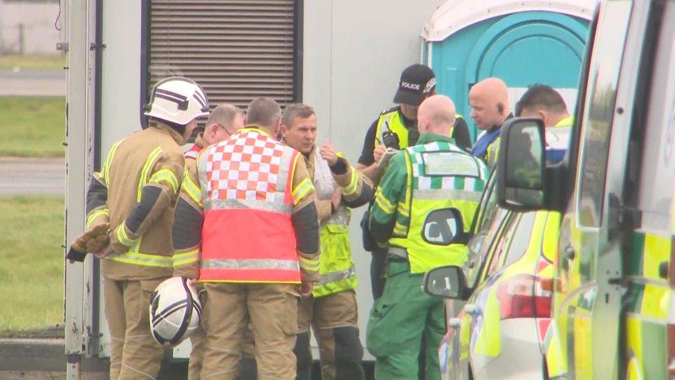 Emergency services workers at Glasgow airport