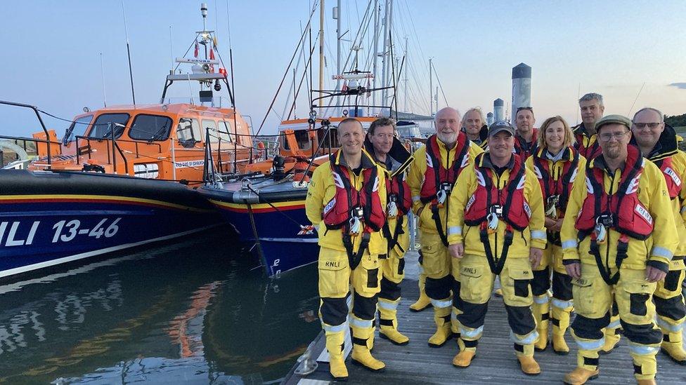 The Wells crew and the Duke of Edinburgh lifeboat