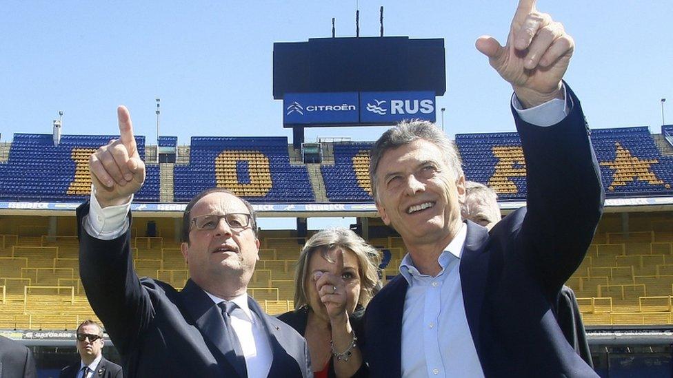 French president Francois Hollande and Mauricio Macri, of Argentina