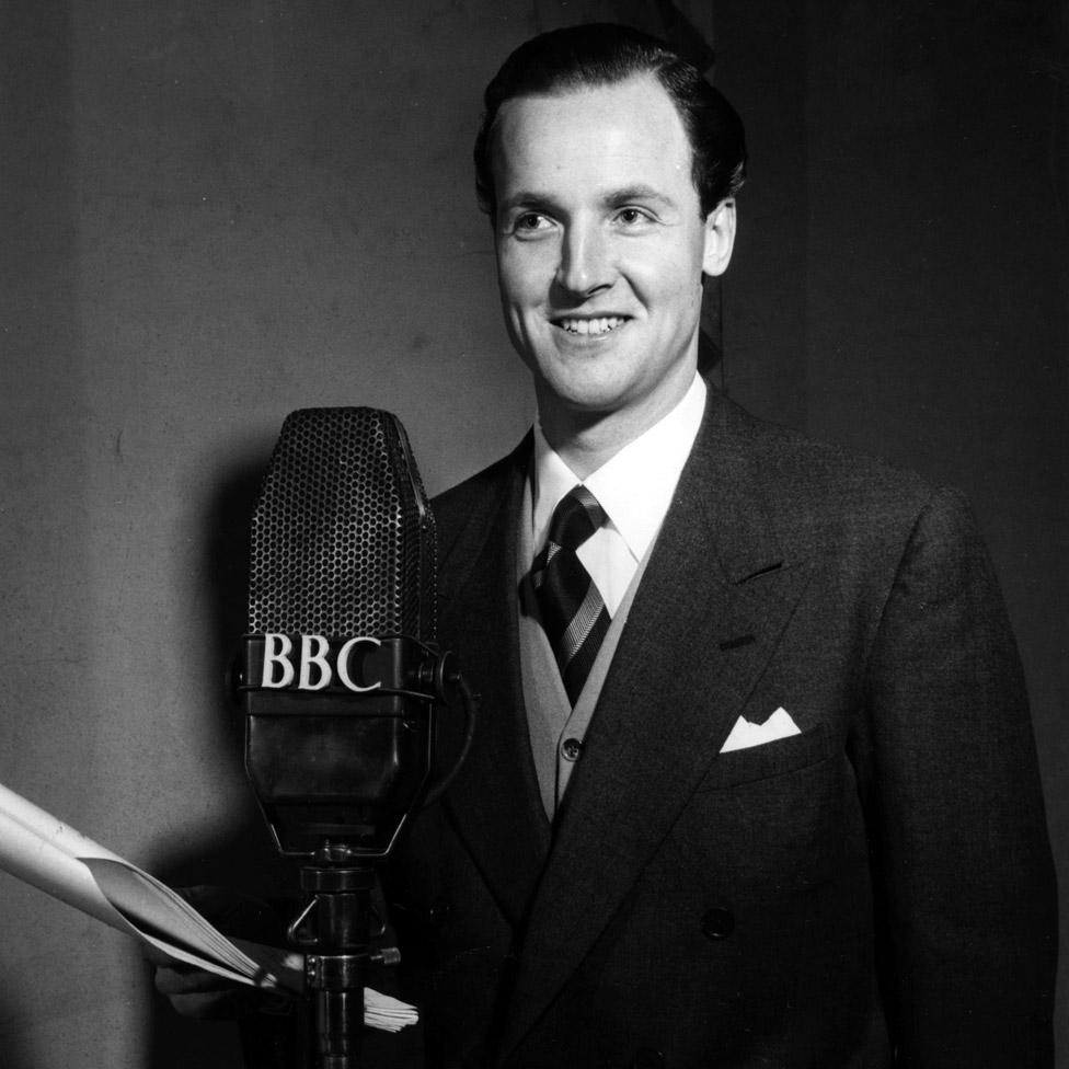 Nicholas Parsons acting in BBC Radio's Much-Binding-in-the-Marsh in 1954