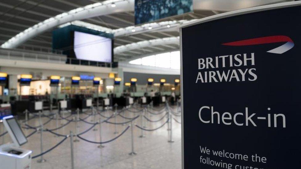 An empty Terminal 5 at Heathrow Airport