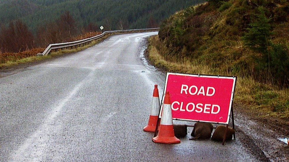 Stromeferry road closed sign