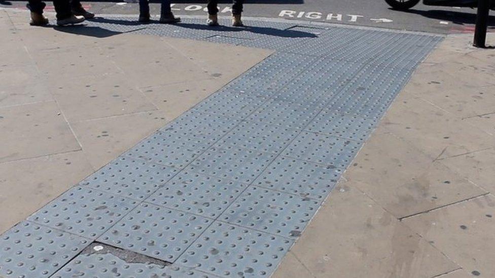 Tactile paving at a crossing