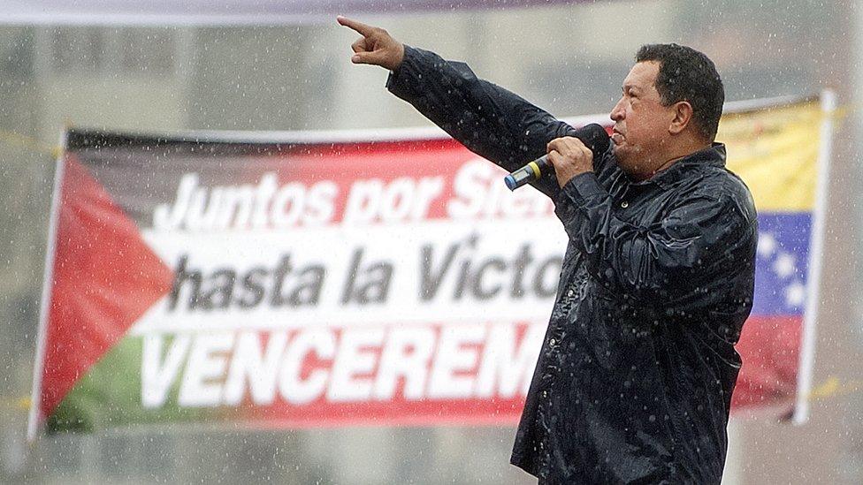 Venezuelan President Hugo Chavez delivers a speech during his campaign closure rally in Caracas, on October 4, 2012.