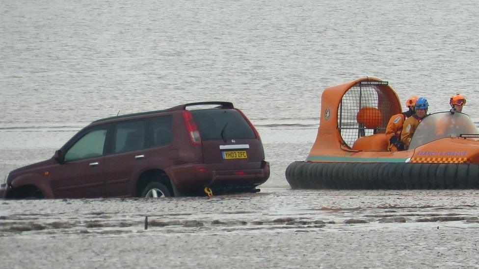 Car submerged in the tides at Brean