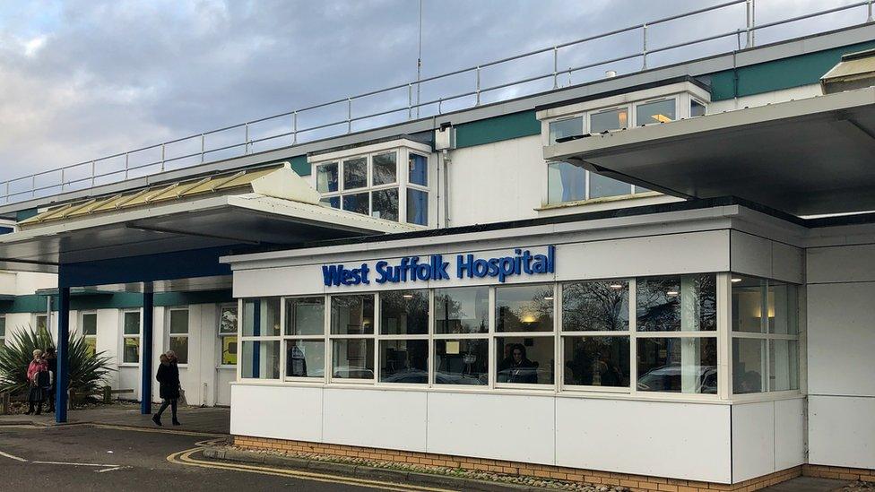 Exterior of the West Suffolk Hospital in Bury St Edmunds