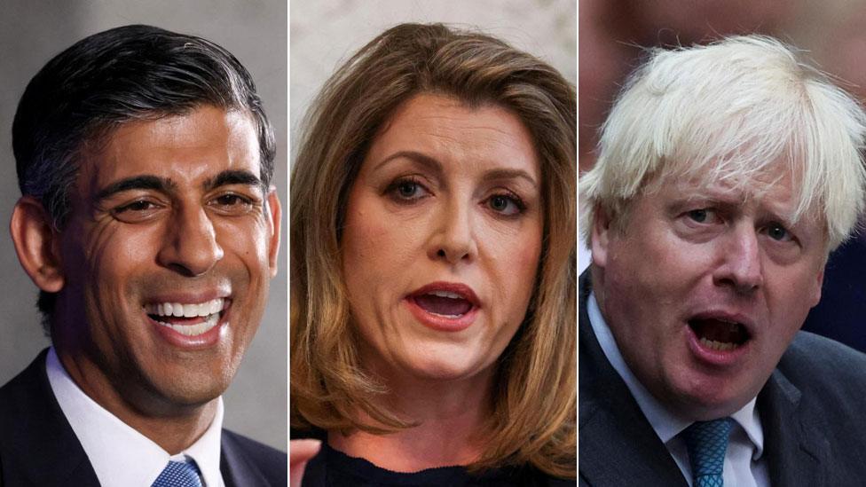 Rishi Sunak, Penny Mordaunt, Boris Johnson