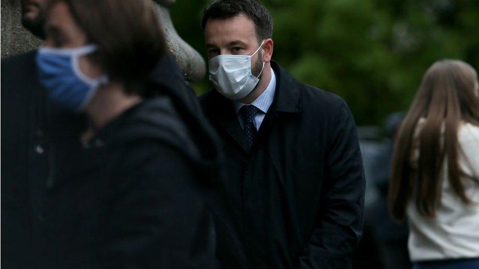 Current SDLP leader Colum Eastwood was among the mourners on Tuesday evening