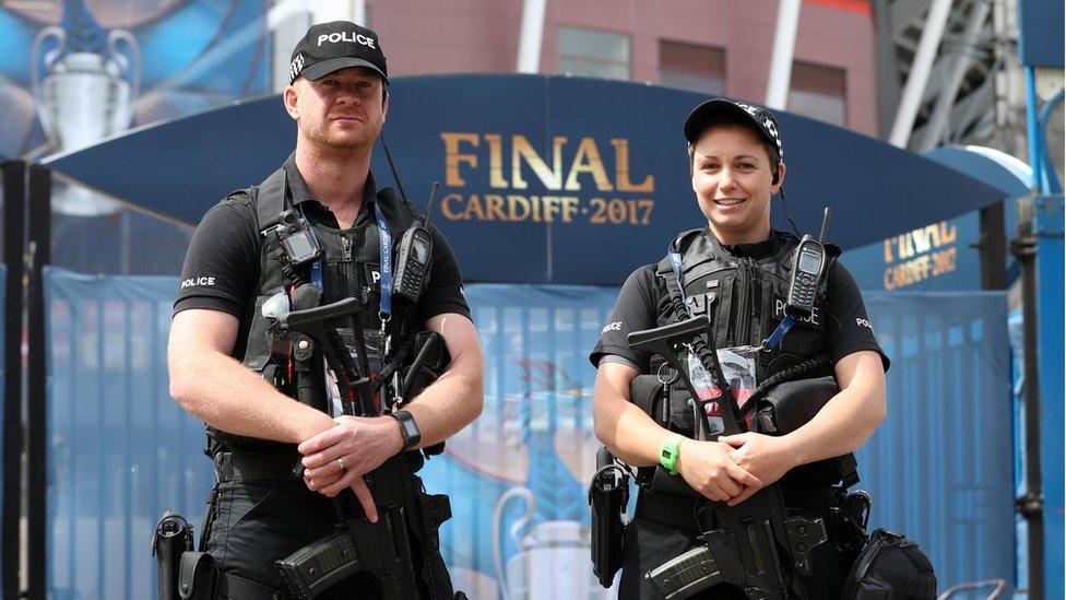 Security was tight in Cardiff city centre