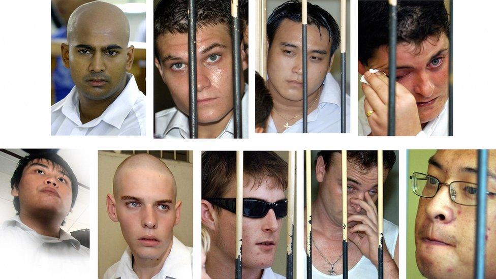 Bali Nine members (clockwise from top left) Myuran Sukumaran, Scott Rush, Tach Duc Thanh Nguyen, Renae Lawrence, Andrew Chan, Martin Stephen, Michael Czugaj, Matthew Norman and Si Yi Chen