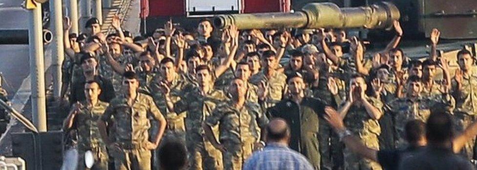 Soldiers surrender on Bosphorus bridge in Istanbul (16 July)