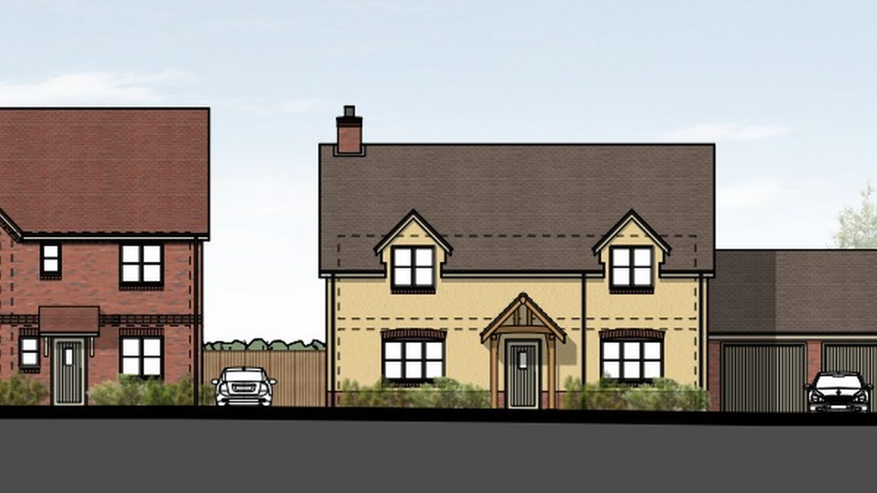 A drawing illustrating designs for the new houses