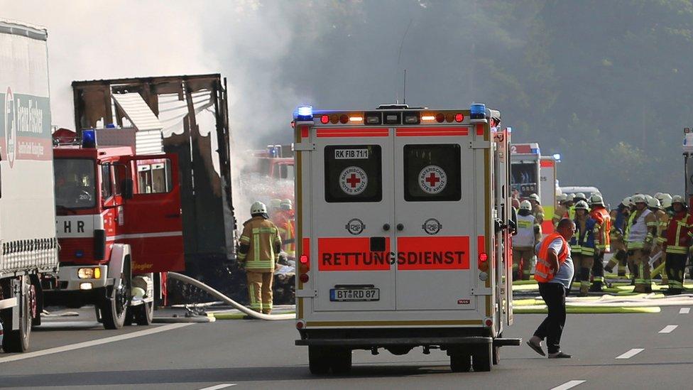 Bus crash scene on A9 near Hof (3 July)