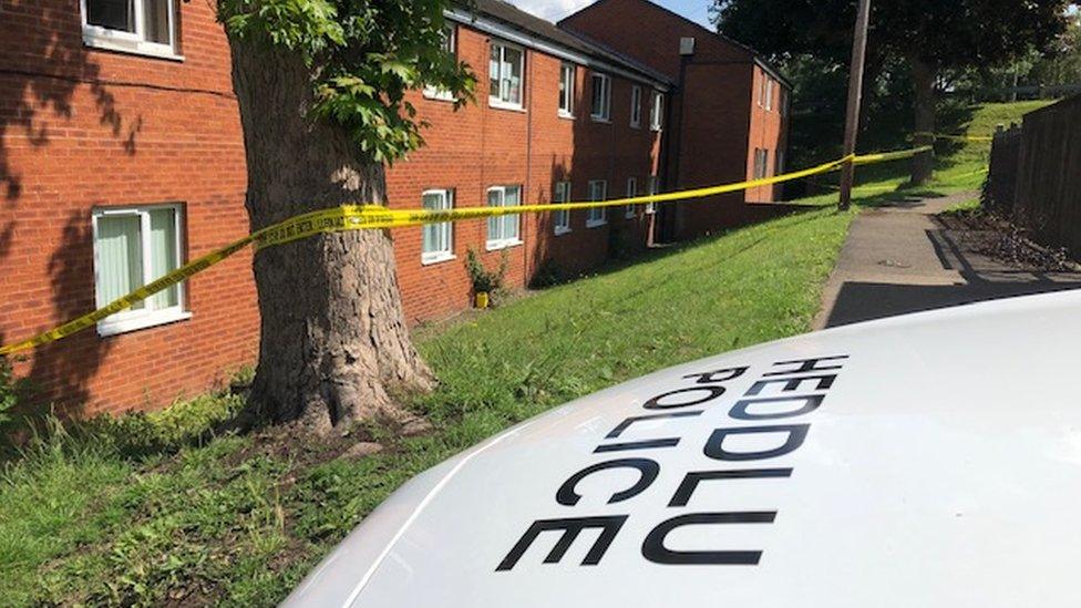 Police car outside of house in Wrexham