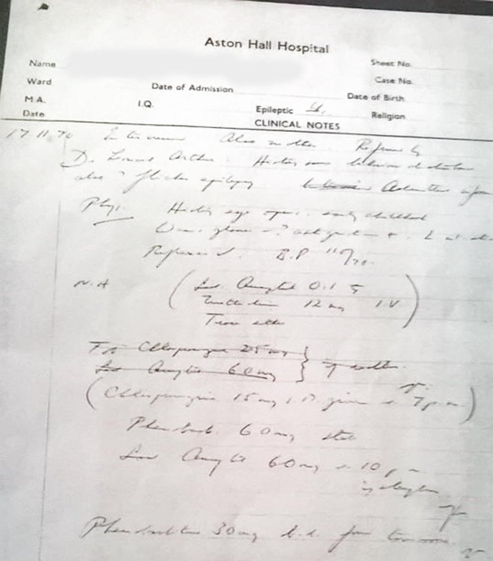 A patient's medical records (name blanked out) show the prescription of sodium amytal