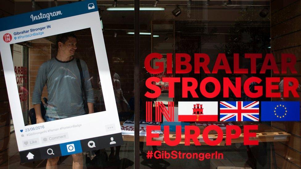 A man stands in a Remain campaign office during the referendum on whether the United Kingdom should stay in or leave the European Union in Gibraltar on 23 June