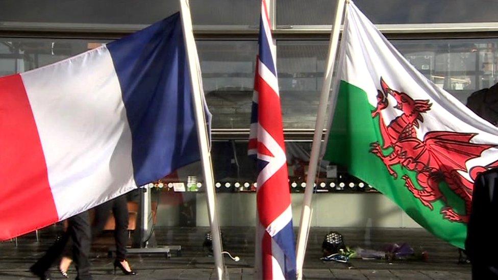 Tricolor, Union Jack, Welsh flag