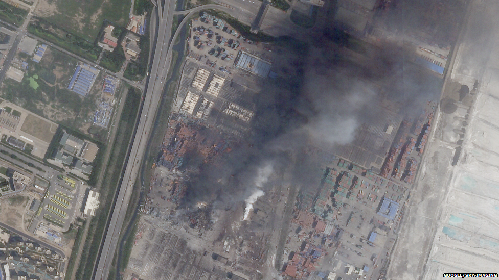 A satellite picture after the blasts