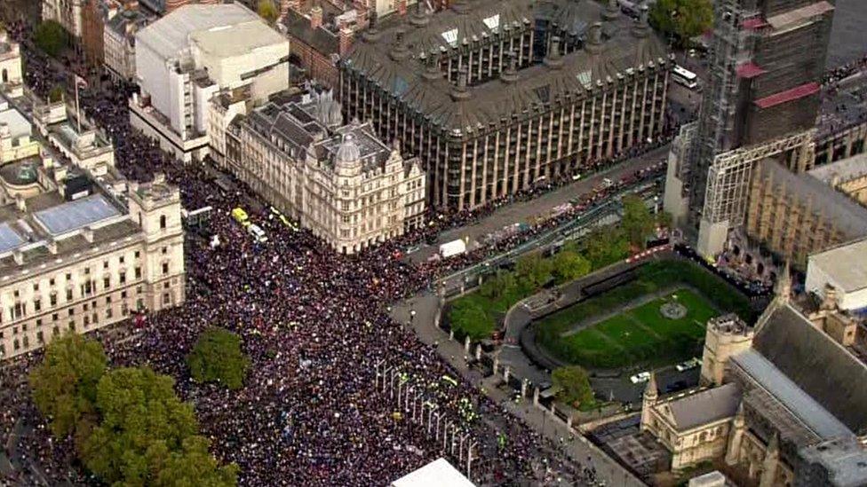 protesters outside parliament