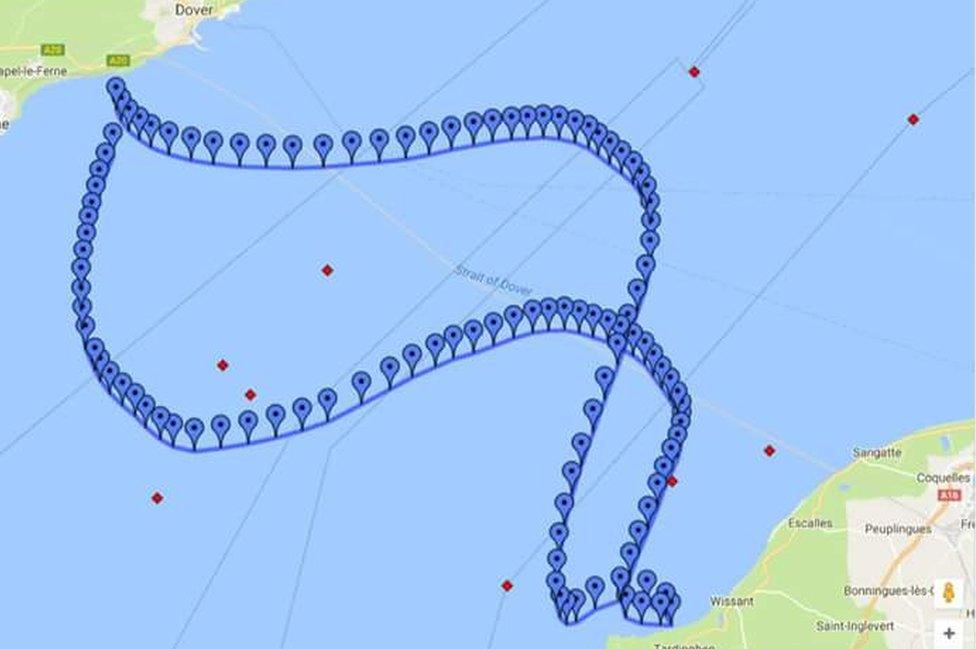 Channel swim route