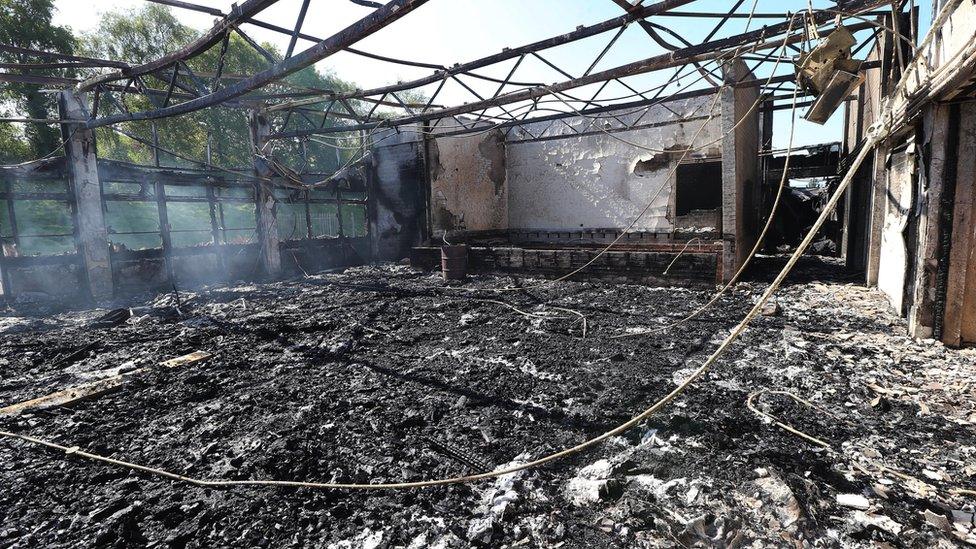 Derelict building gutted by fire, 10 May 2017