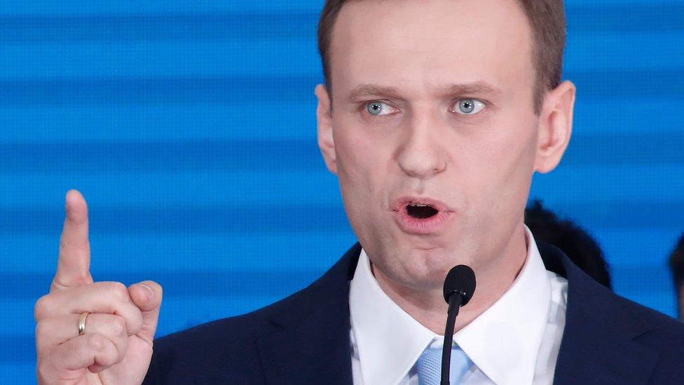 Russian opposition leader Alexei Navalny delivers a speech during a meeting in Moscow on 24 December