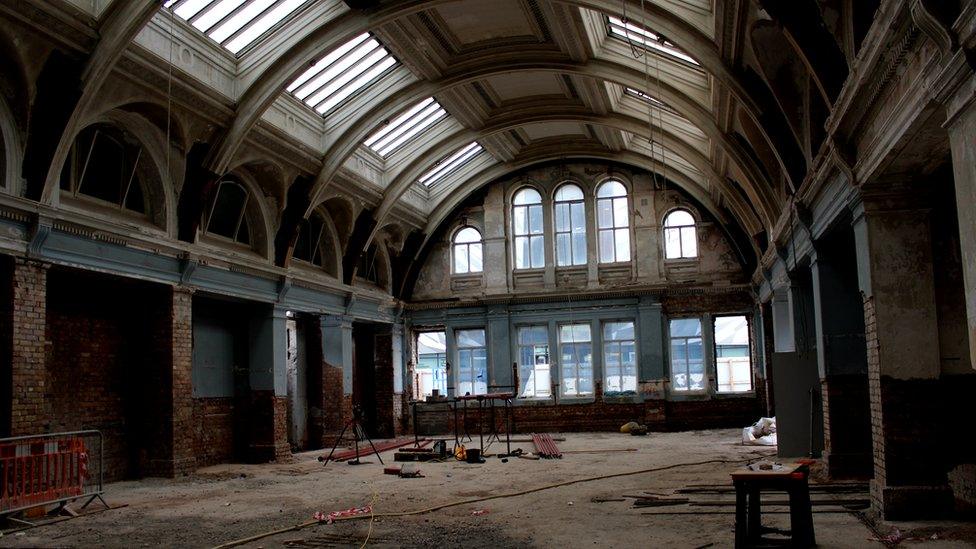 the hall before restoration