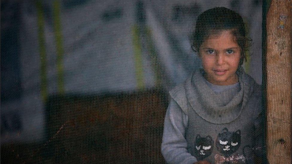 A Syrian girl at a refugee camp