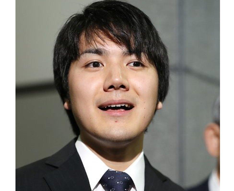 This picture taken on May 17, 2017 shows Kei Komuro, a university friend of Princess Mako speaking to the media in Tokyo.